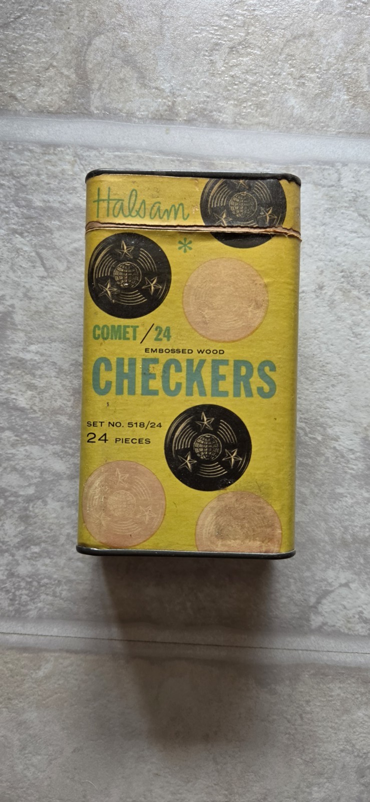 Vintage Halsam Comet/24 Embossed Wood Checkers Set No. 518 Complete (USA)