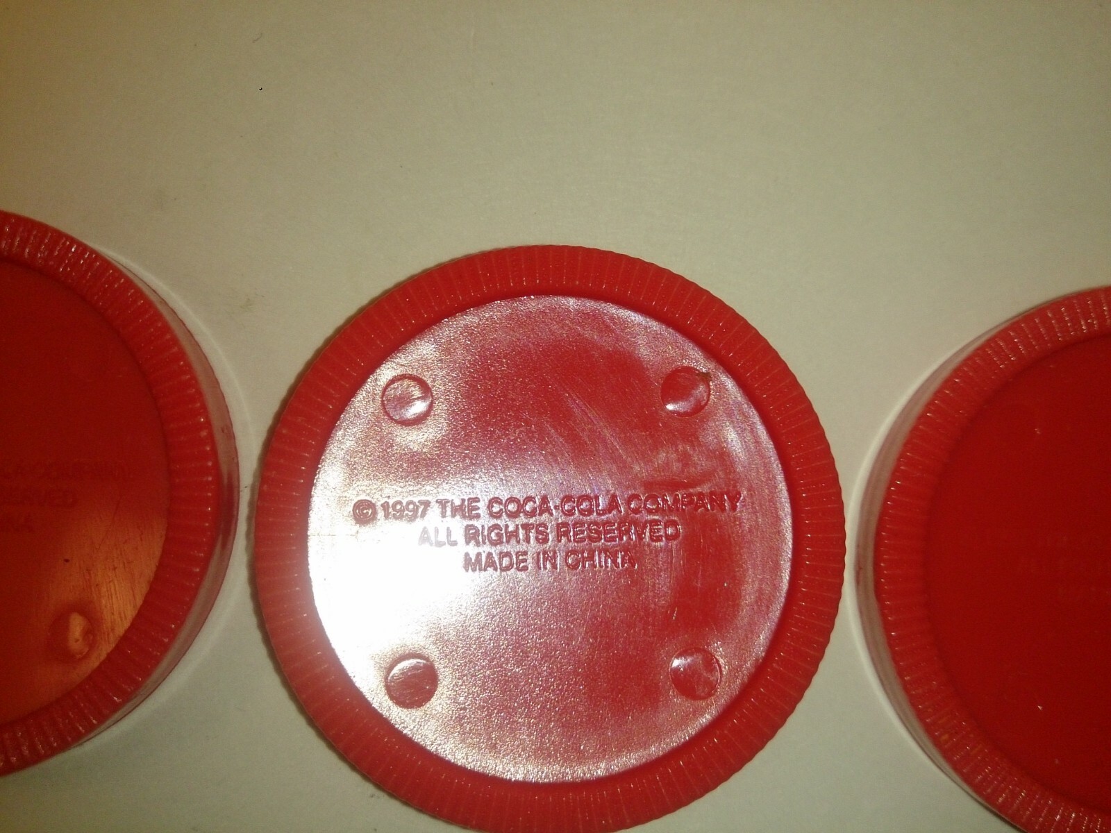 3 x Red Coca Cola Checkers Game Replacement Pieces Parts Checker