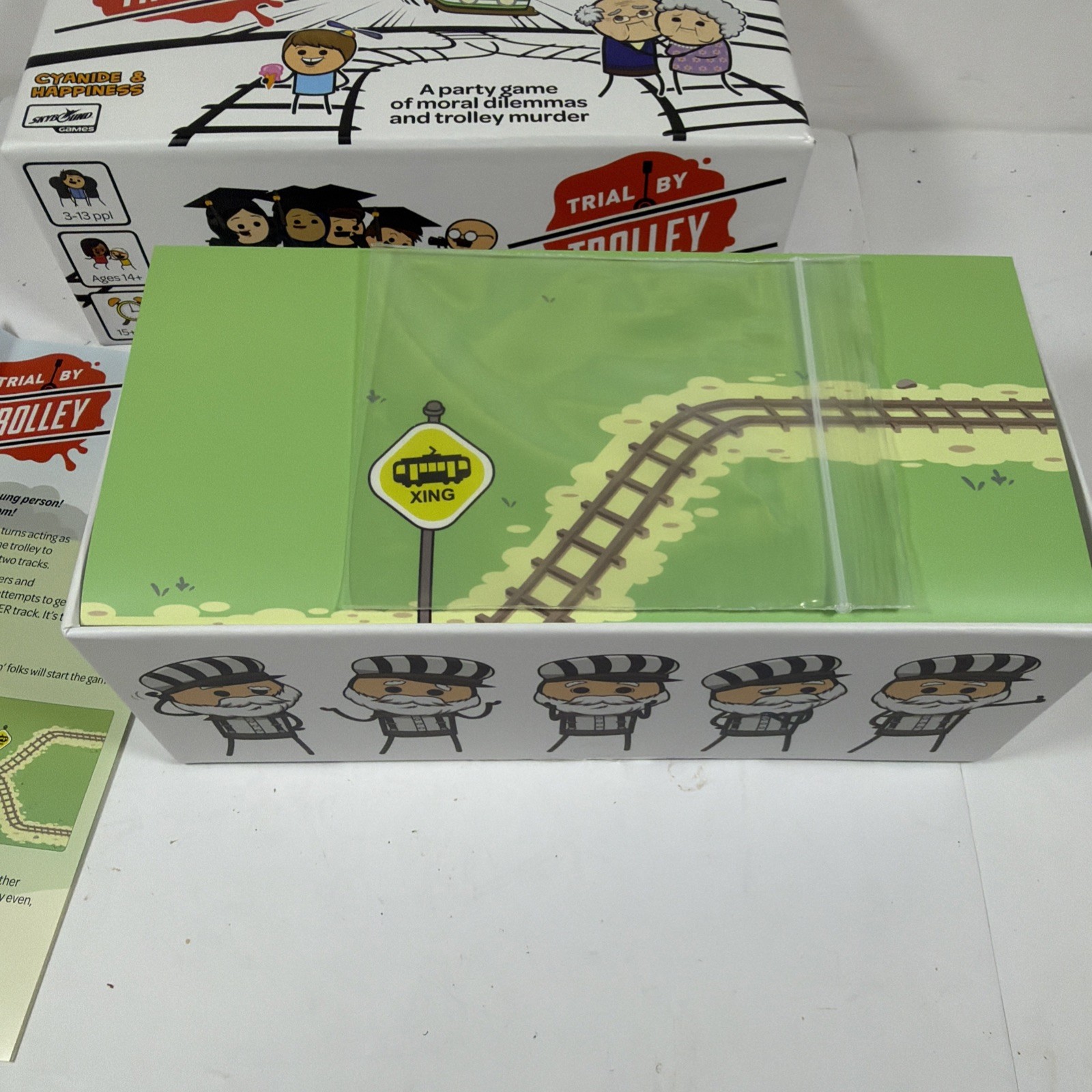Trial by Trolley Party Game Adult Card Game Moral Dilemmas and Murder Open Box