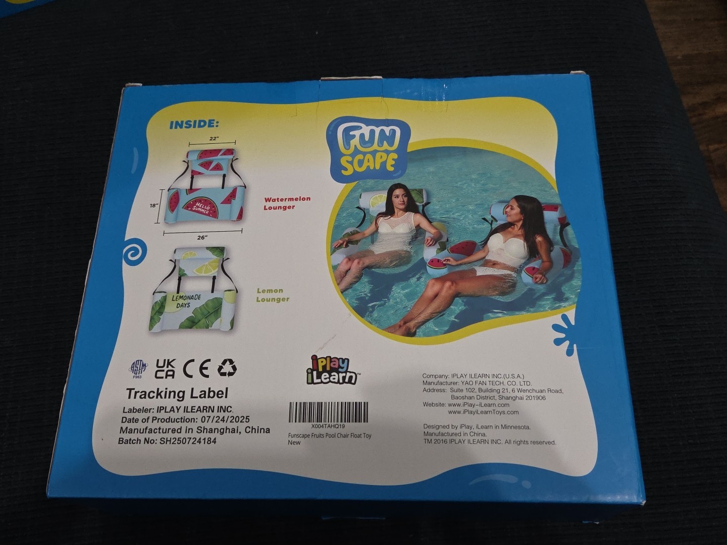 Inflatable Pool Floats Chairs 2 Pack Heavy Duty Fruit Pattern Funscape Adult