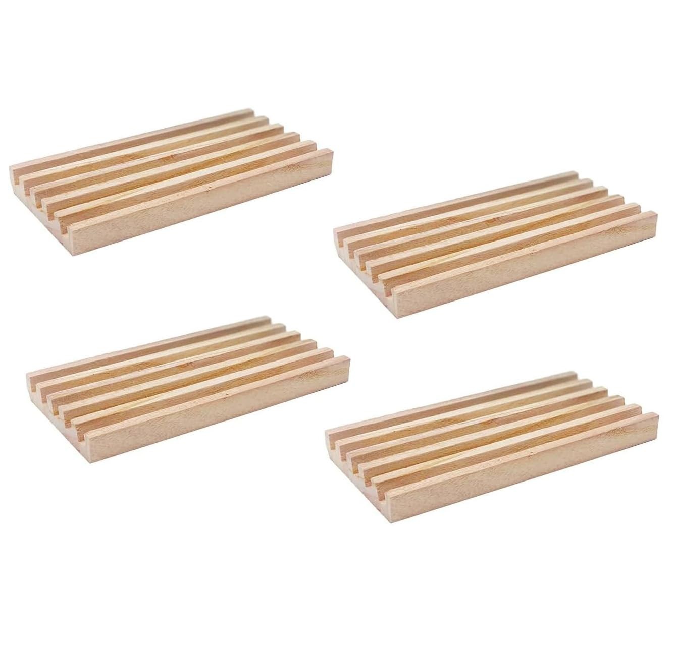 Wooden Domino Trays Set of 4 Mexican Train Chicken Foot Domino Holders Rack