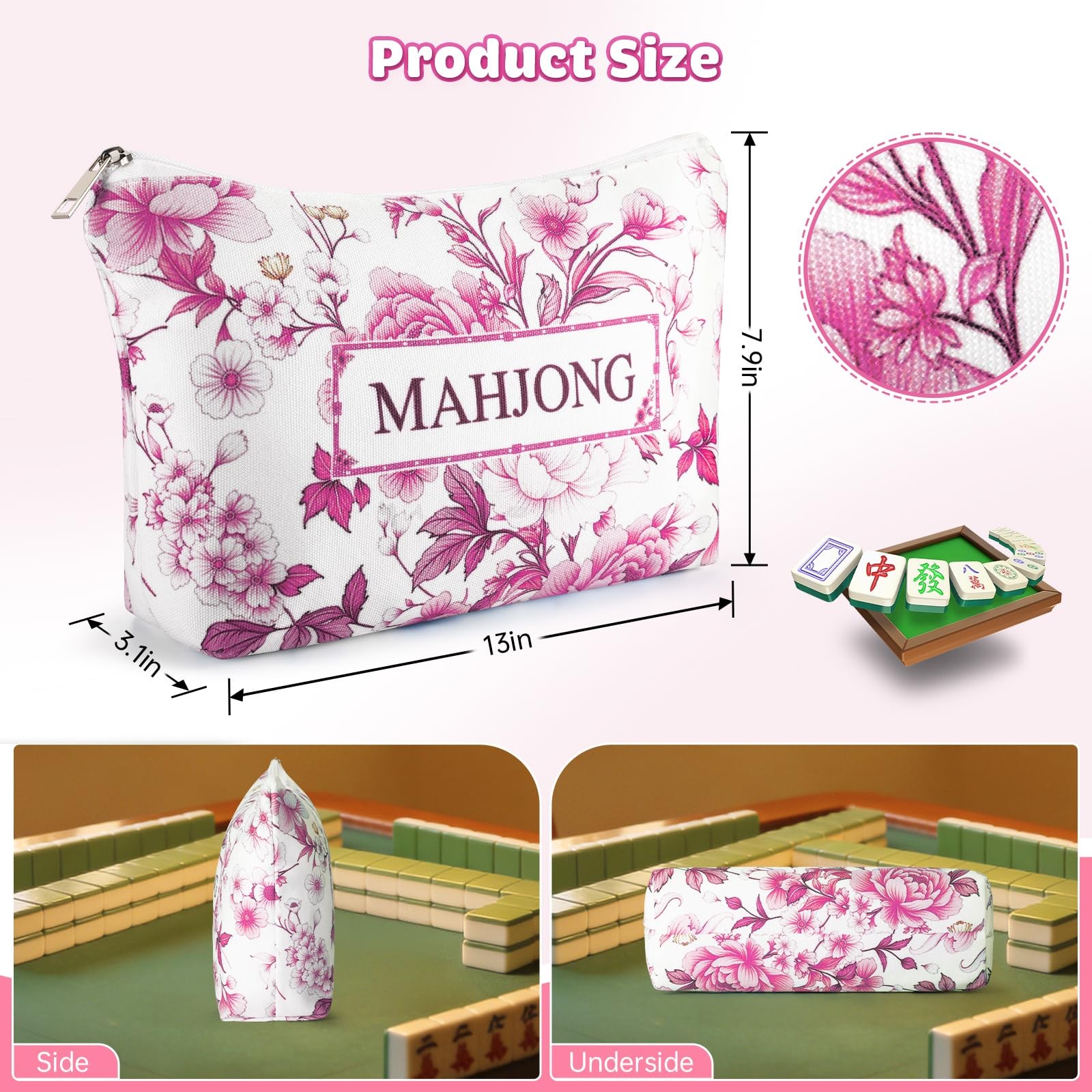 Mahjong Tile Bag with Zipper,Mahjong Bag for 1.2 inch Tiles,Mahjong Tote Bag …