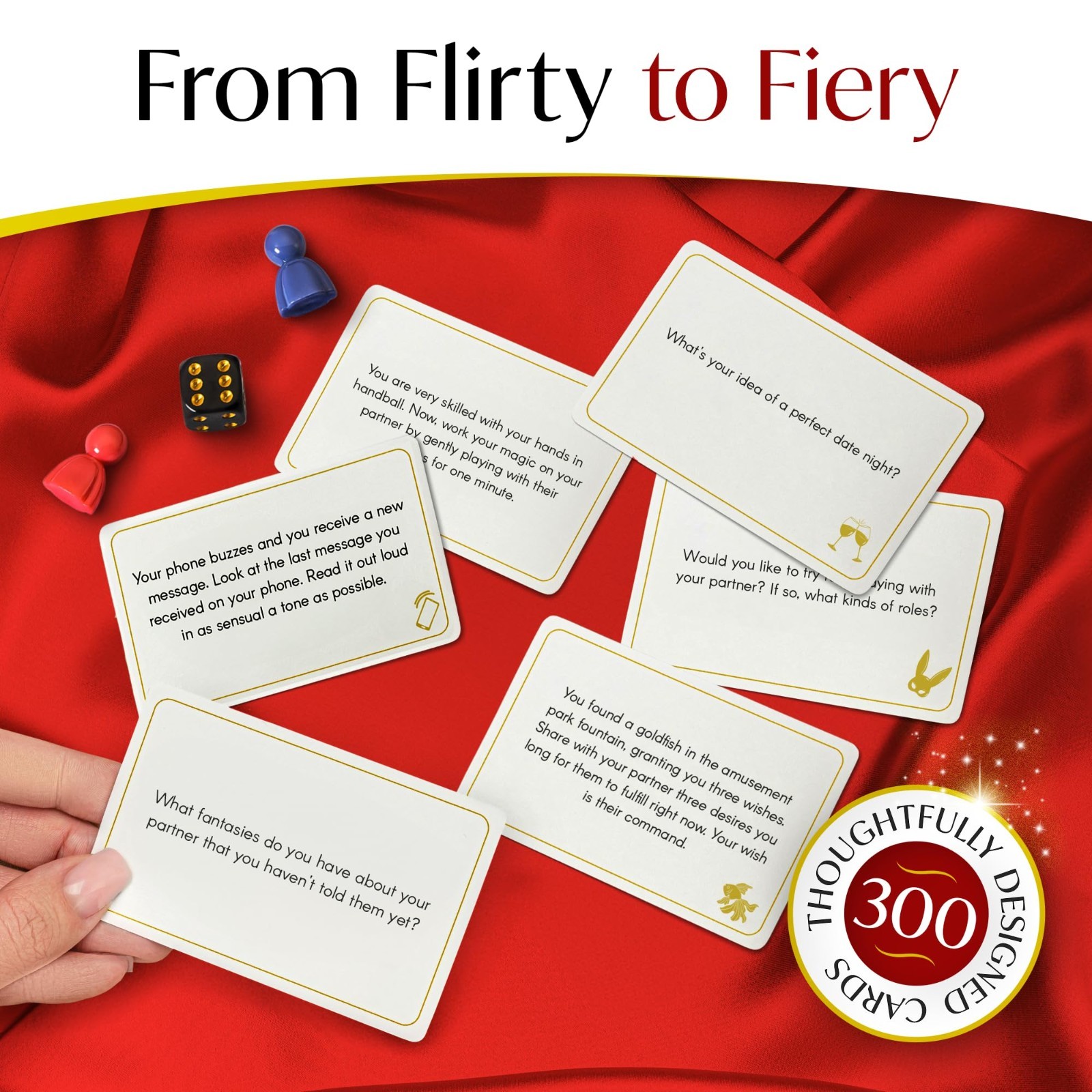 Spicy Date Night Couples Game – 300 Fun Dares & Conversation Cards for 2 Players