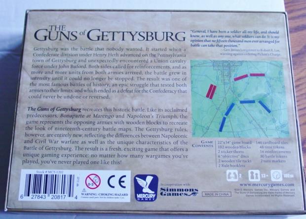 Mercury Games – THE GUNS OF GETTYSBURG – 150th Anniversary Edition (EX) Simmons