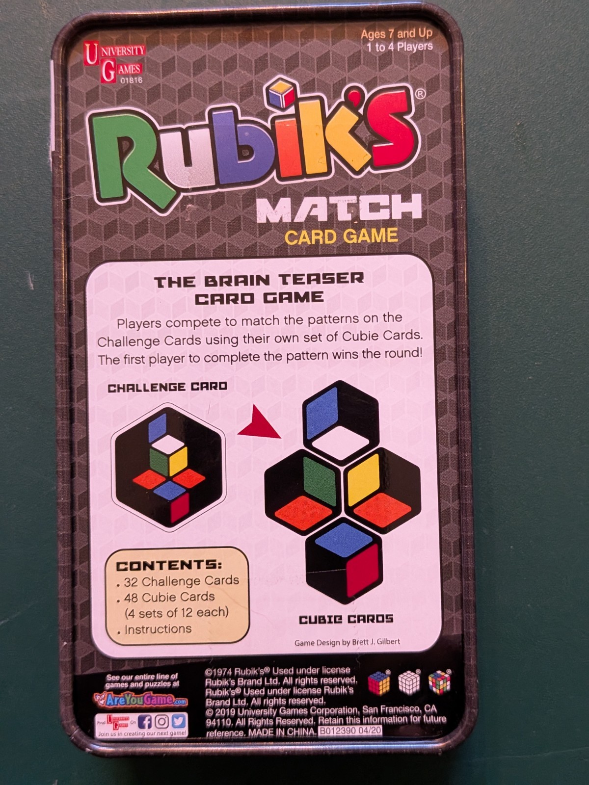 Rubik’s Match Card Game Tin Case Fun Brain Teaser t University New
