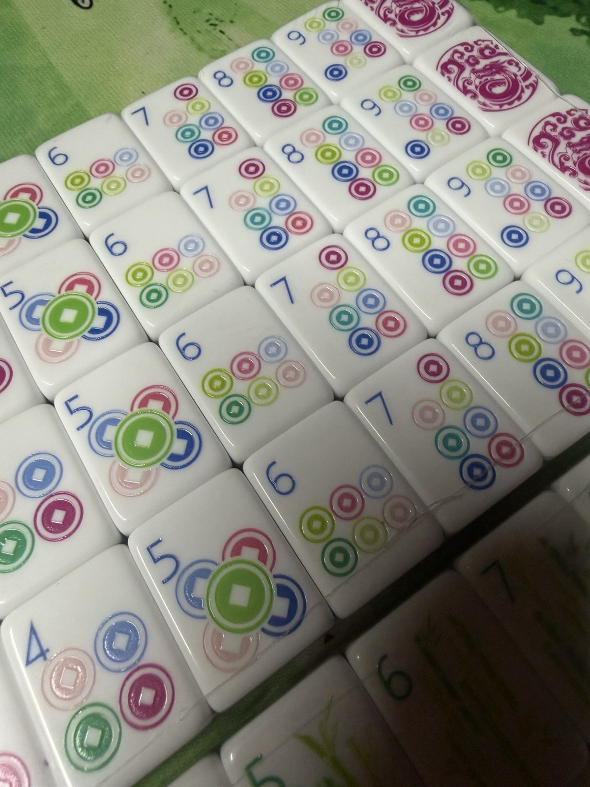 Mahjong Game Set 160 Tiles Modern Pastel Layered Design Complete Set green（4）