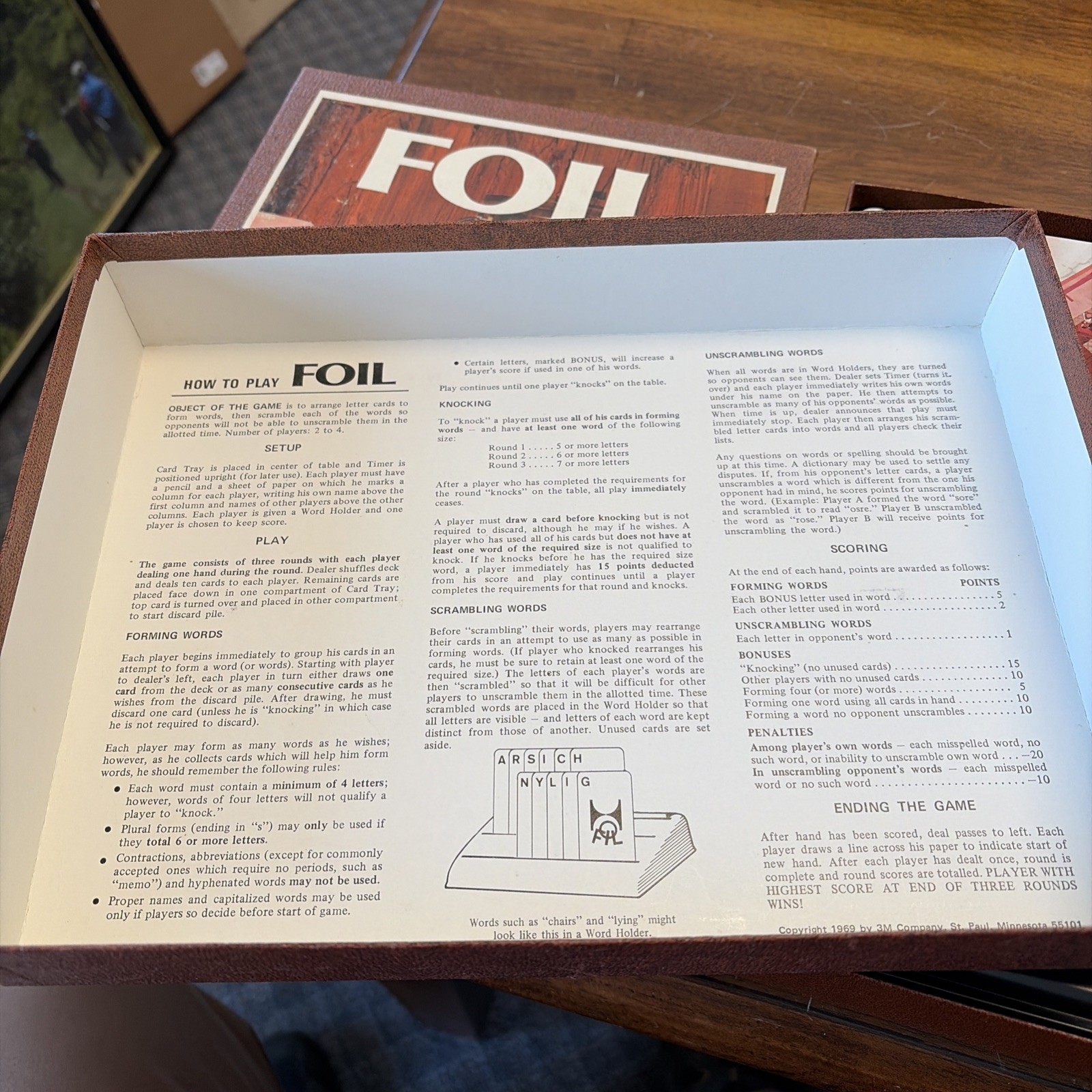 Vintage 1969 FOIL 3M Bookshelf Challenging Game of Words & Wits Complete