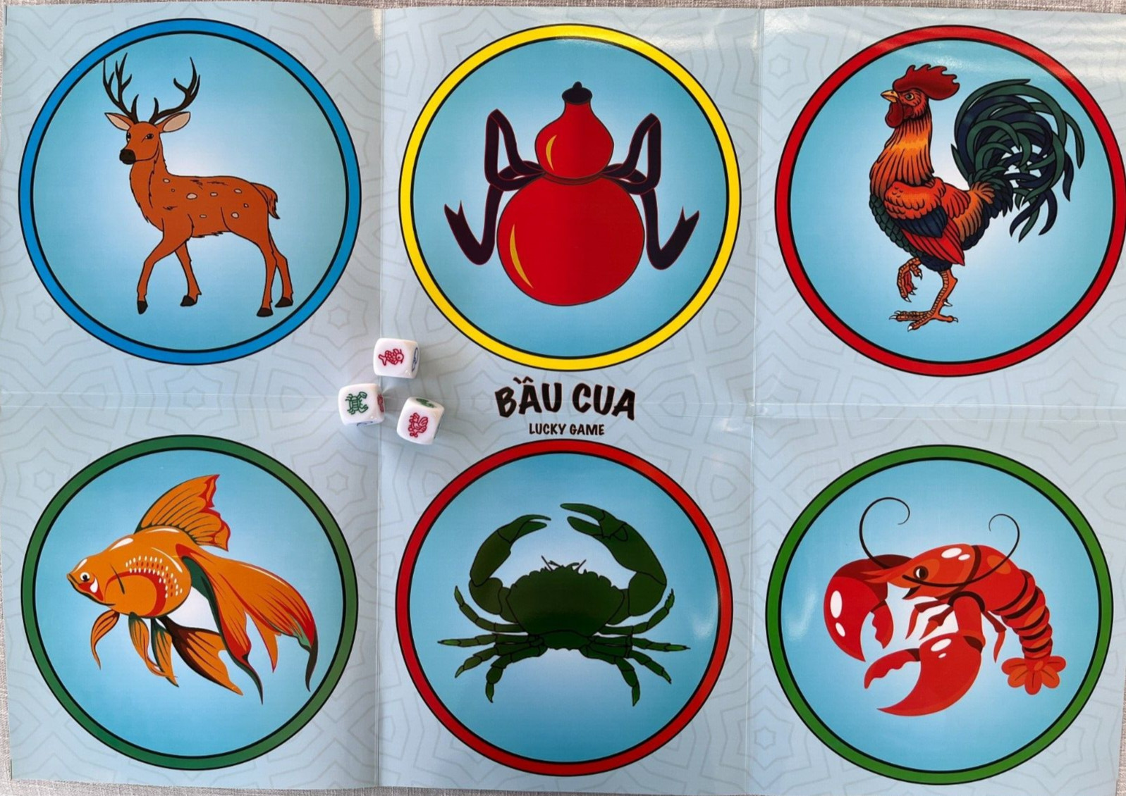 Gourd Fish Shrimp Crab Dice Crown Anchor Game Chuck A Luck Game Bau Ca Tom Cua