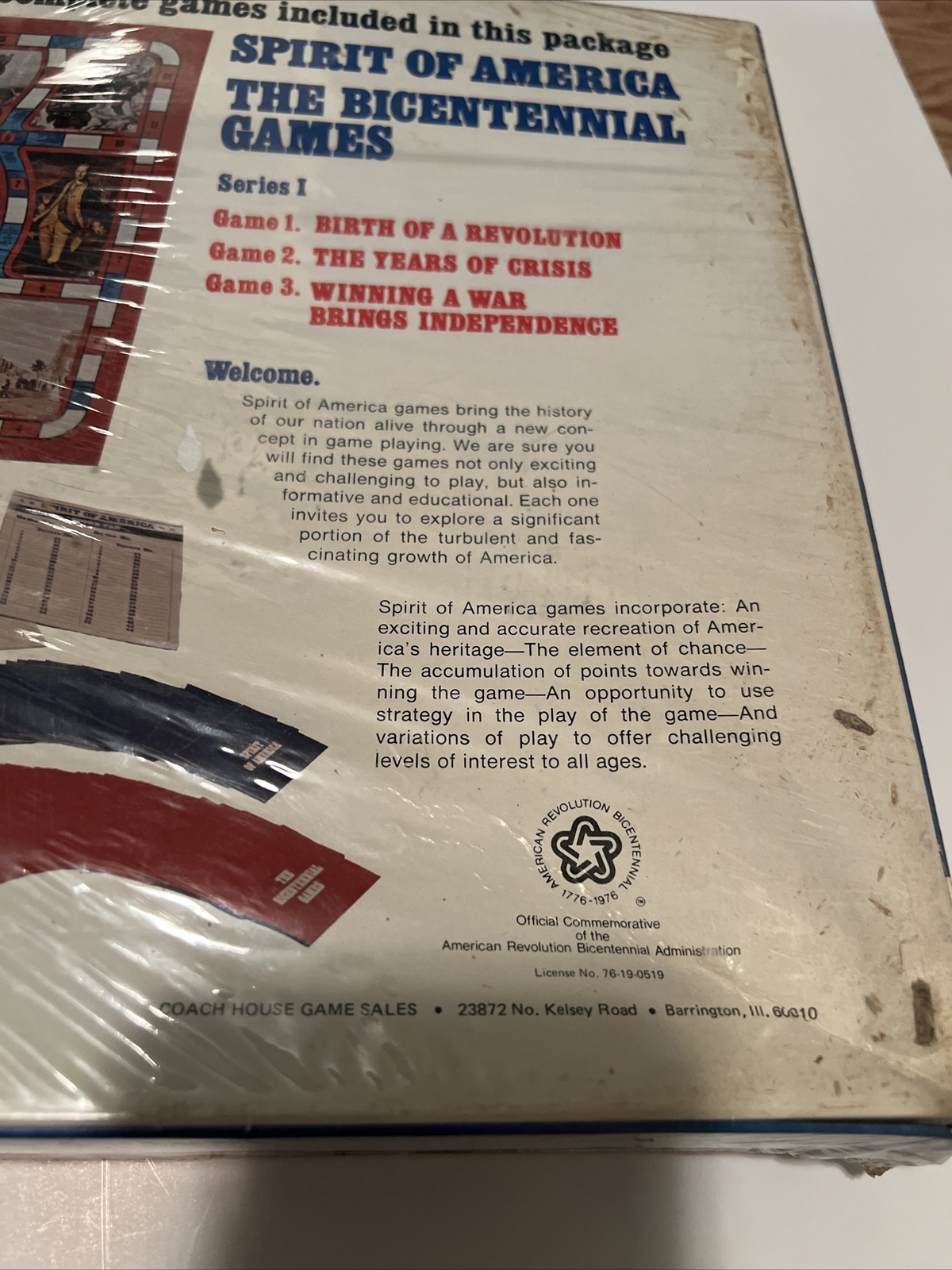 Coach House Boardgame Bicentennial Games Box In Plastic Wrap Vintage
