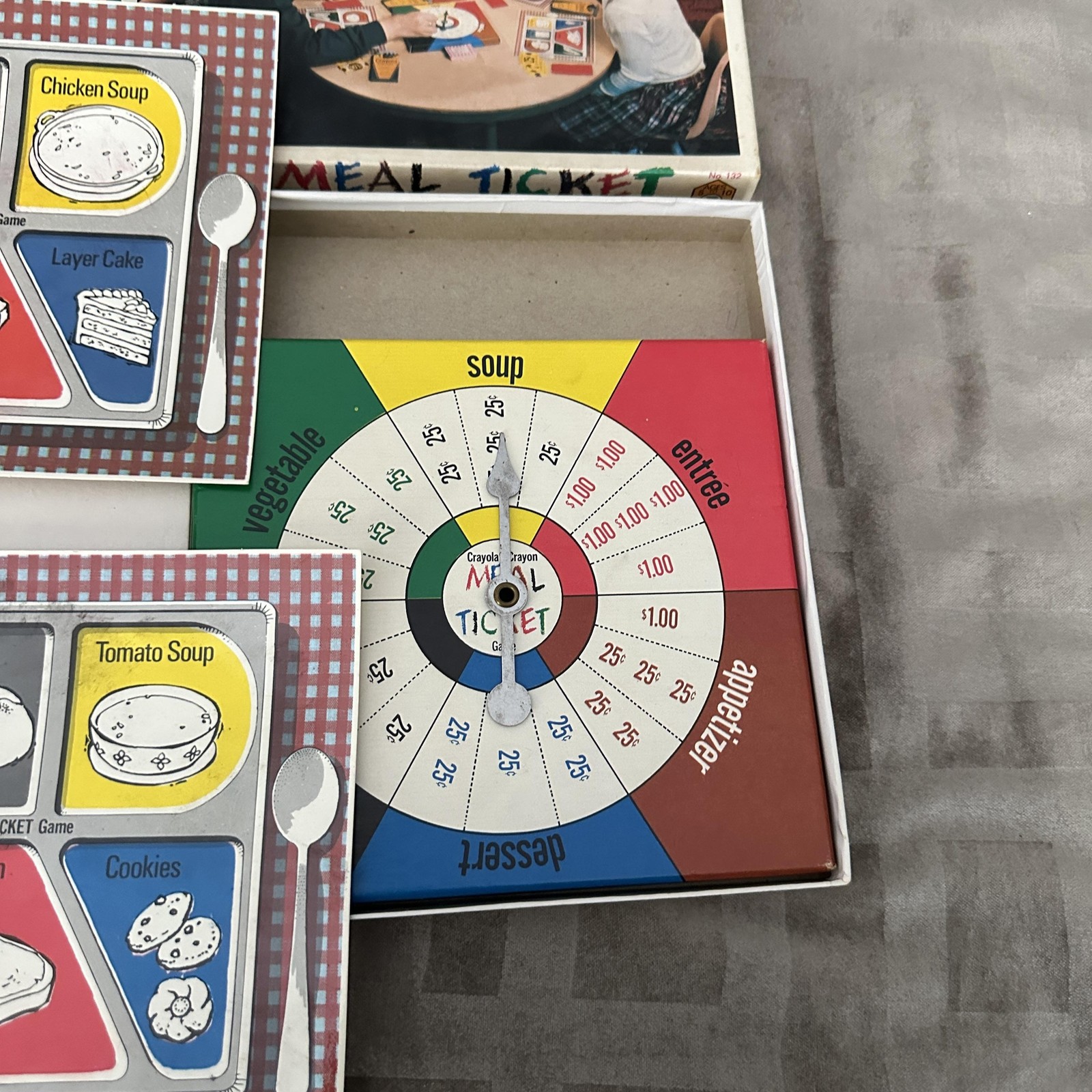 Vintage 1975 Crayola Crayon Meal Ticket Edu-Cards Kids Board Game Ages 5-10