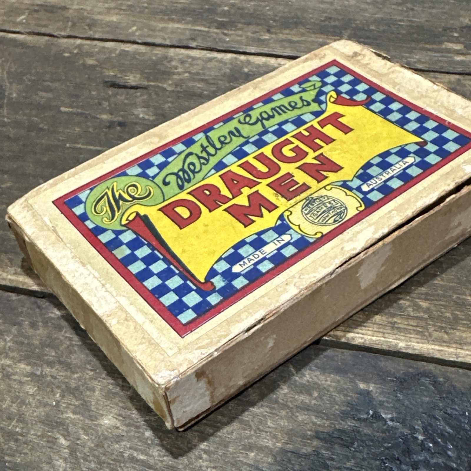 The Westley Games DRAUGHT MEN Game Vintage Board Game Made In Australia