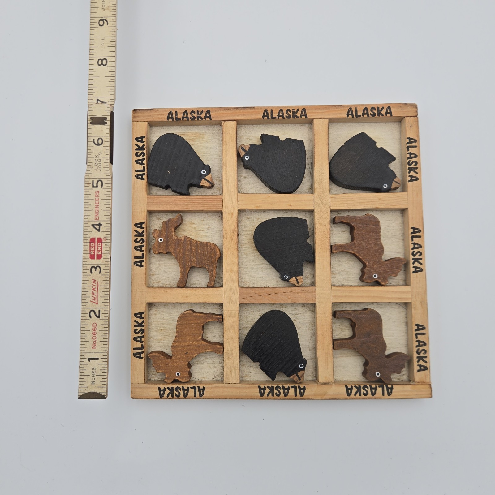 Handmade Wooden TIC-TAC-TOE Game Bear & Moose