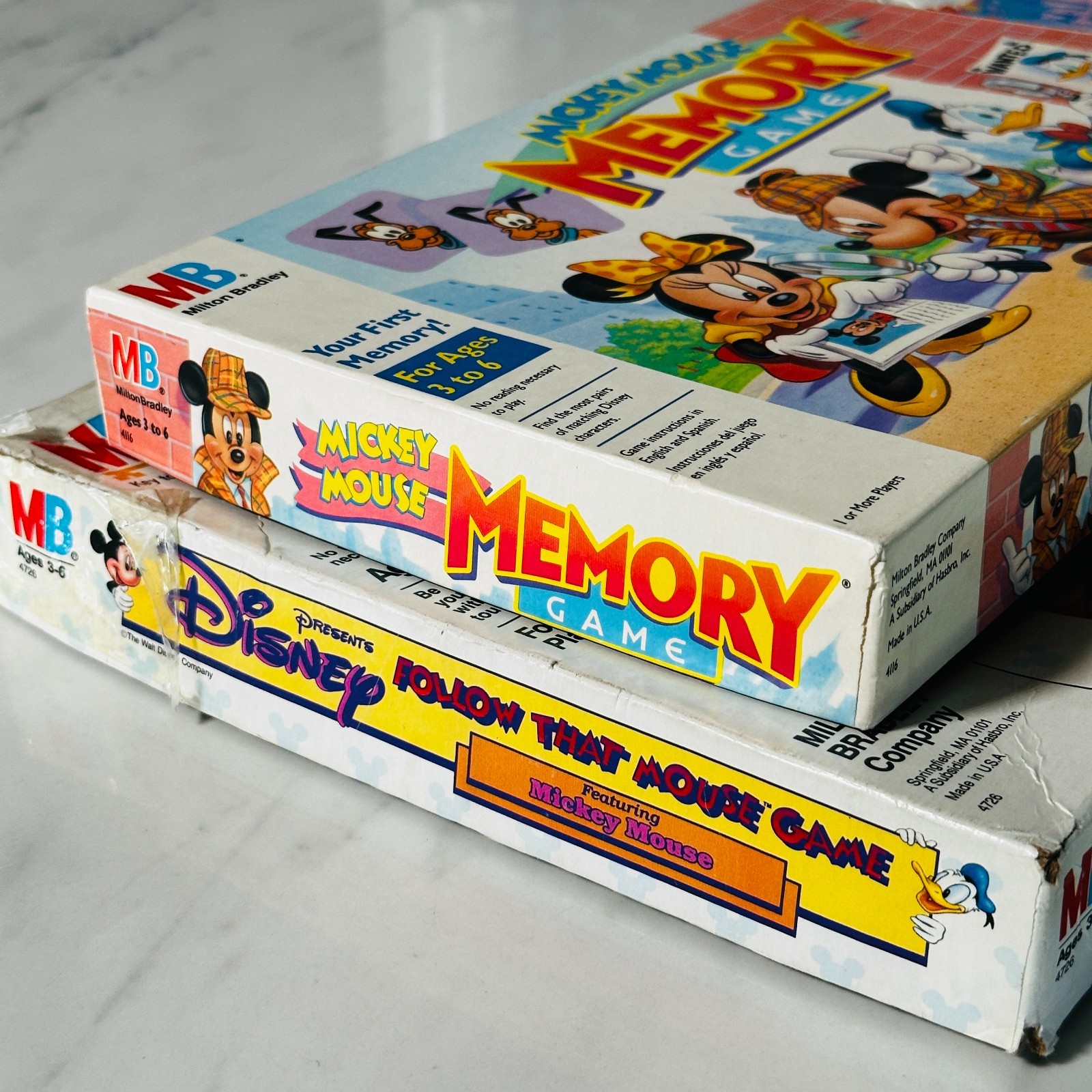 Disney Board Game Lot of 2 – Follow That Mouse – Mickey Mouse Memory Game – MB