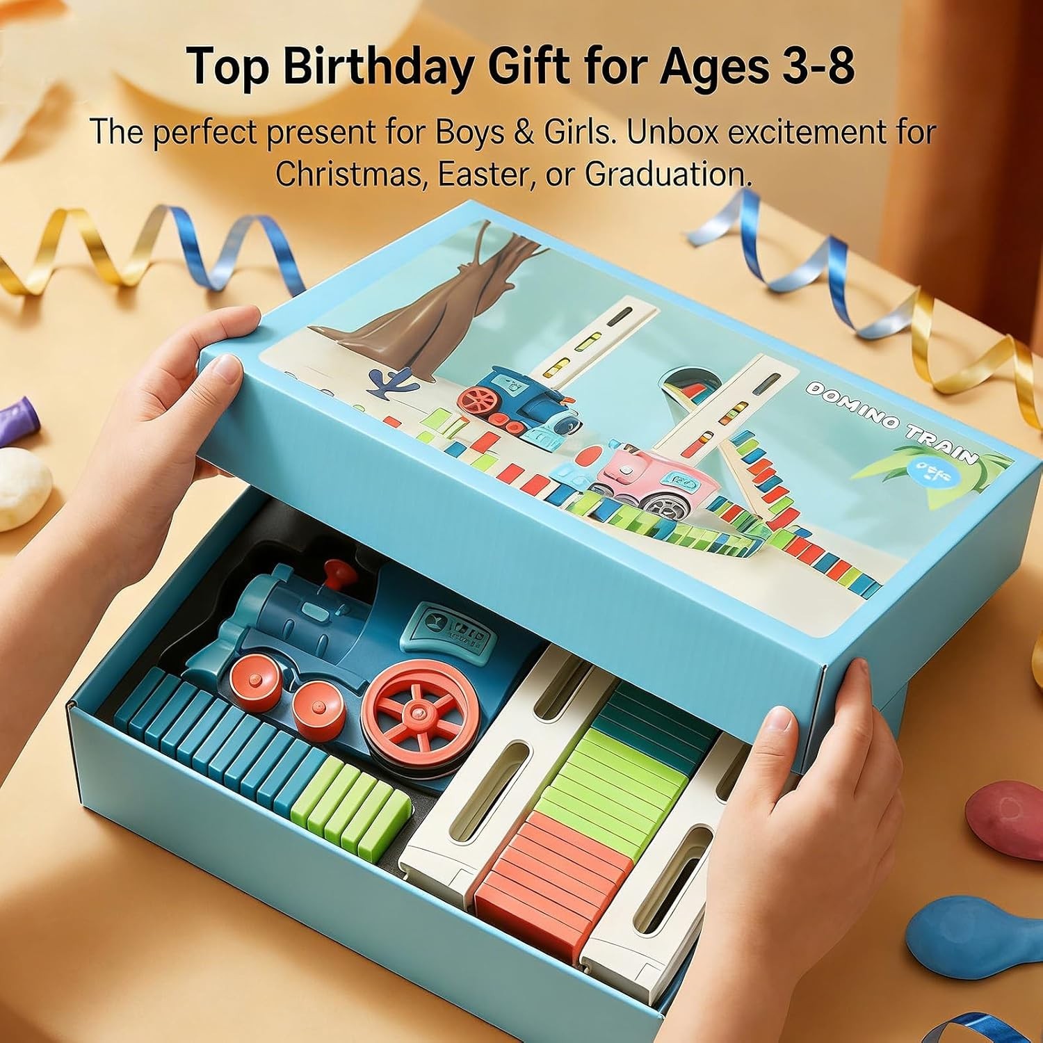 Domino Train Toys Kids Games – Automatic Stacking Creative Game 3+ Old – Ste…