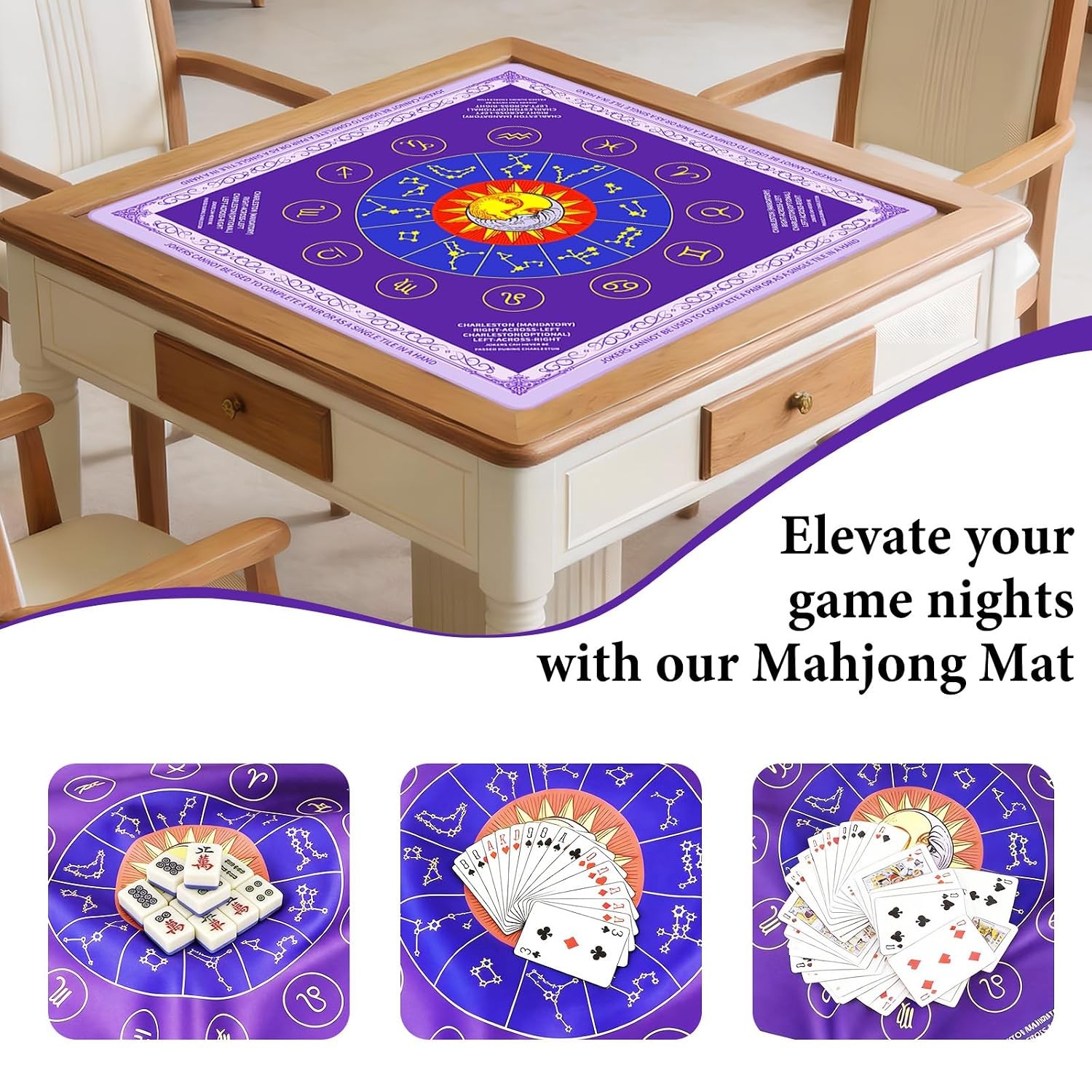 Purple 31.5″ x 31.5″ Non Slip Noise Reducing Waterproof Mahjong Game Mat