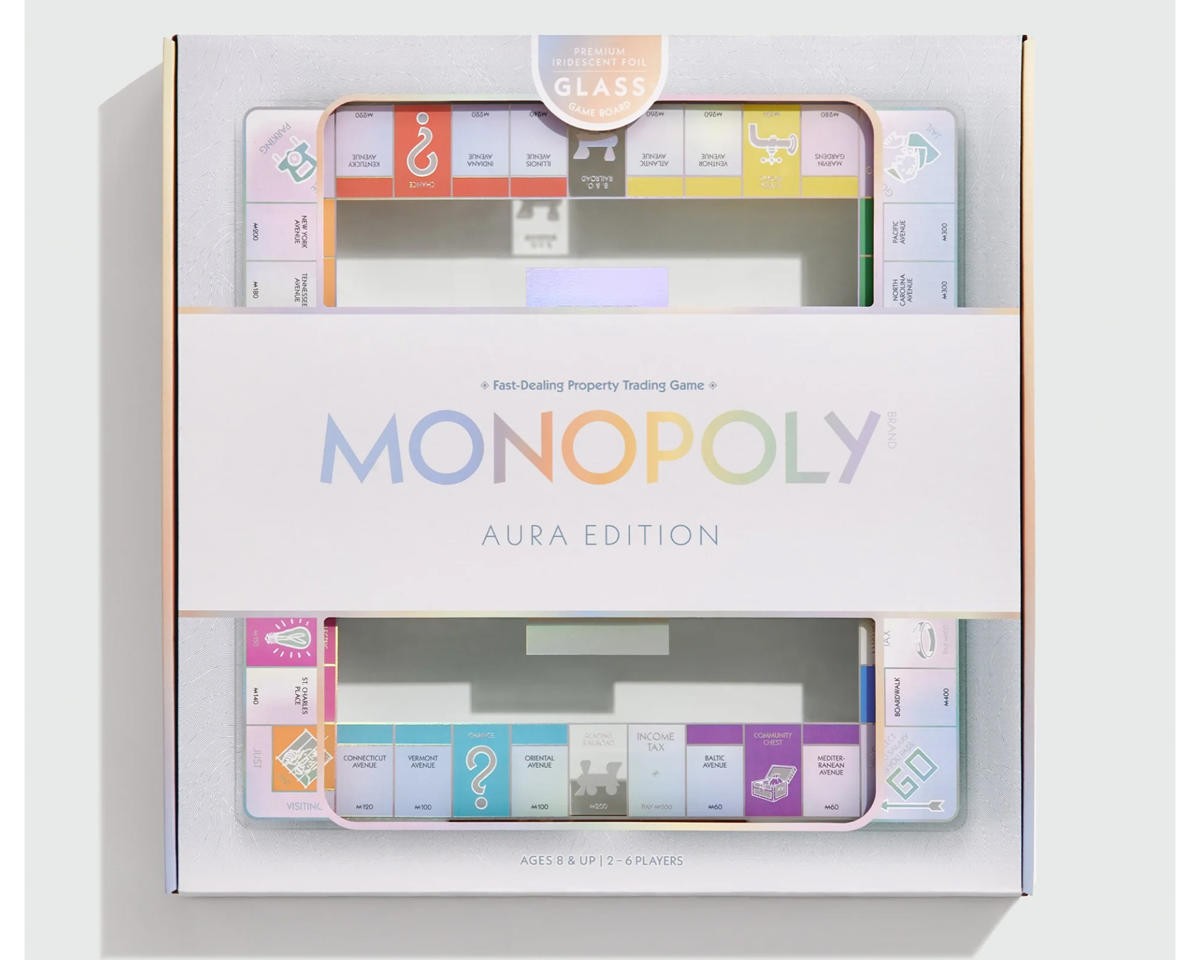 WS Games Company Monopoly Aura Glass Edition Board Game [WSC44120]