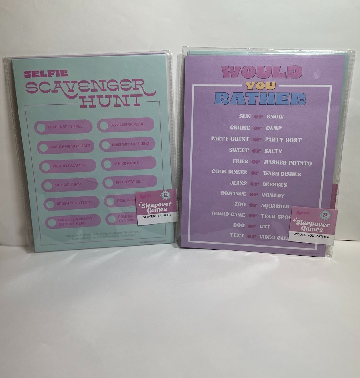 Sleepover Party Games. WOULD YOU RATHER, SELFIE SCAVENGER HUNT. 2 Of Each.