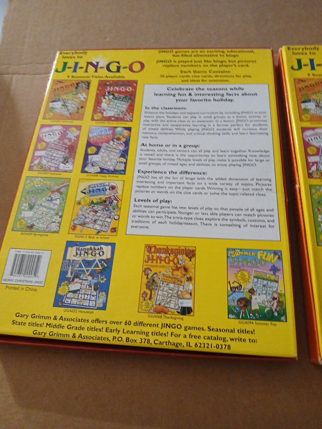 Lot of 2 Jingo Bingo Style Classroom Education Games CHRISTMAS AND HALLOWEEN