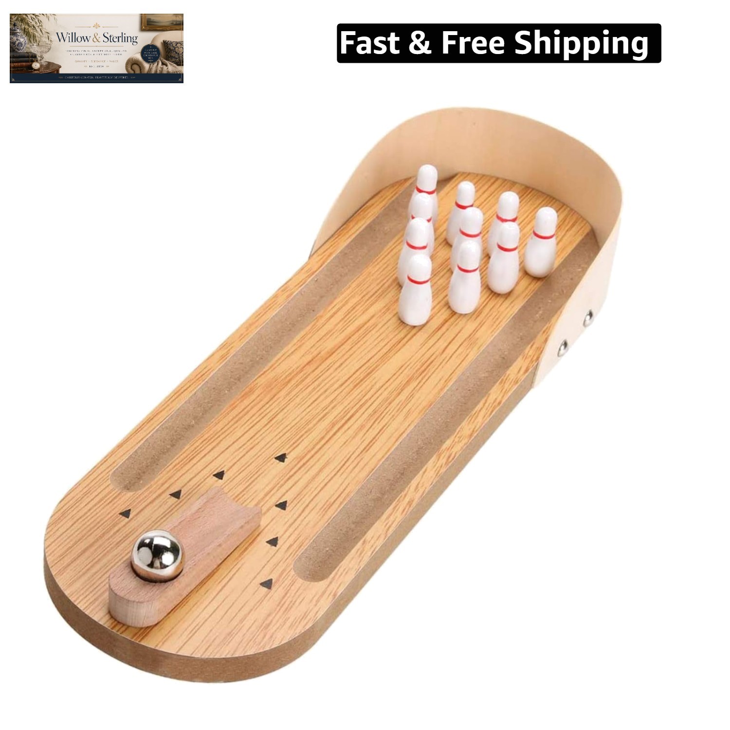 Table Top Mini Bowling Game Set-Tabletop Wooden Board Mini Arcade Desktop Tin…