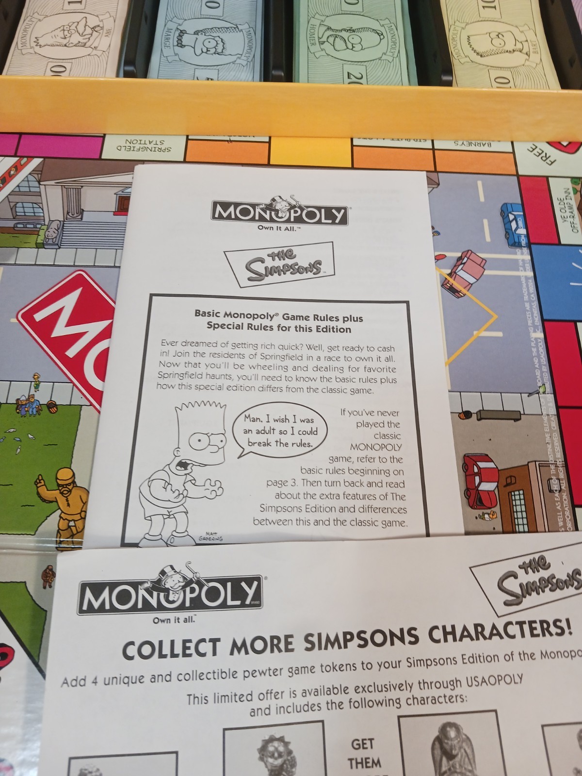 Monopoly The Simpsons Board Game 2001 Preowned Complete