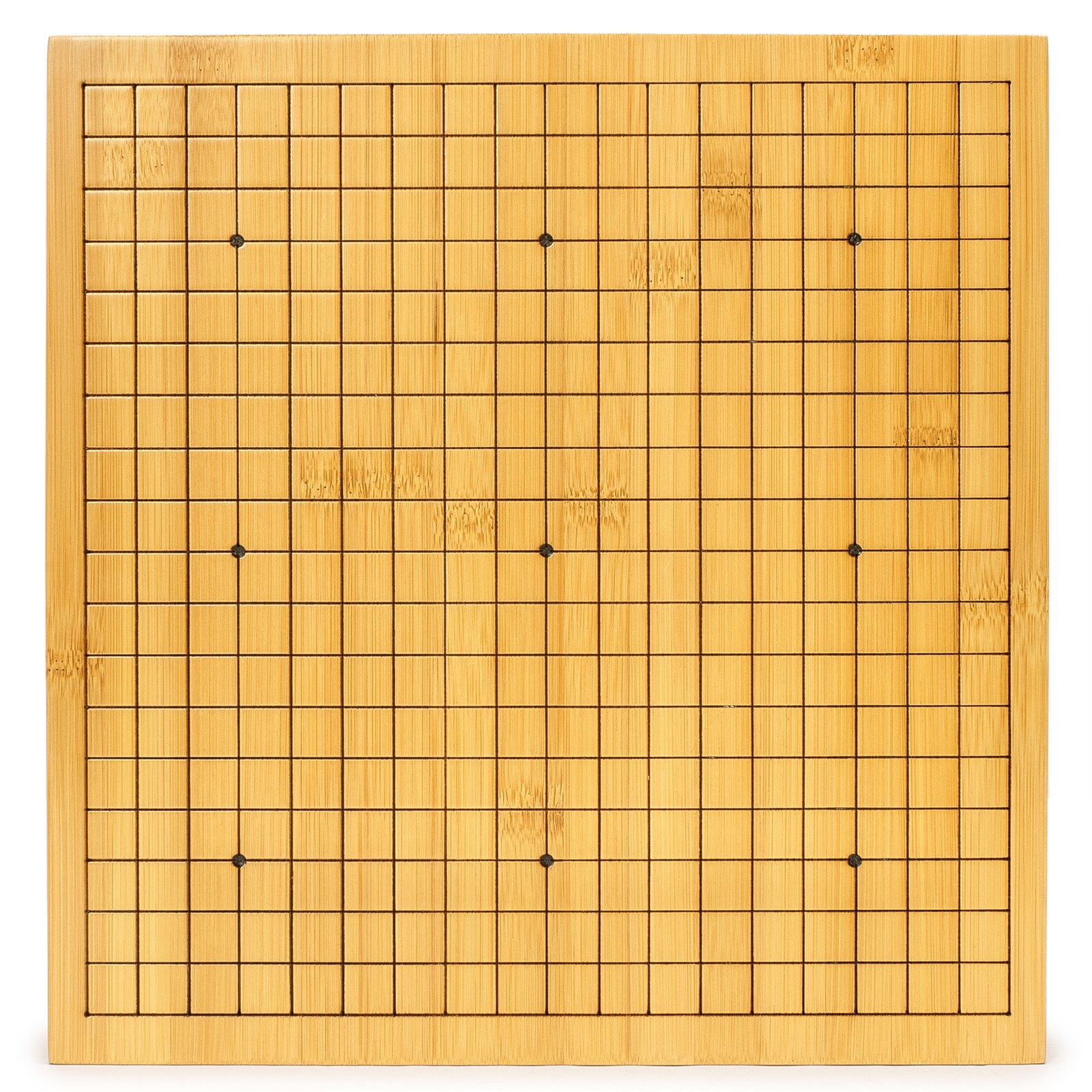Bamboo Go Game Set – 12.6 x 12.2″ Wooden Board & Double Convex Stones