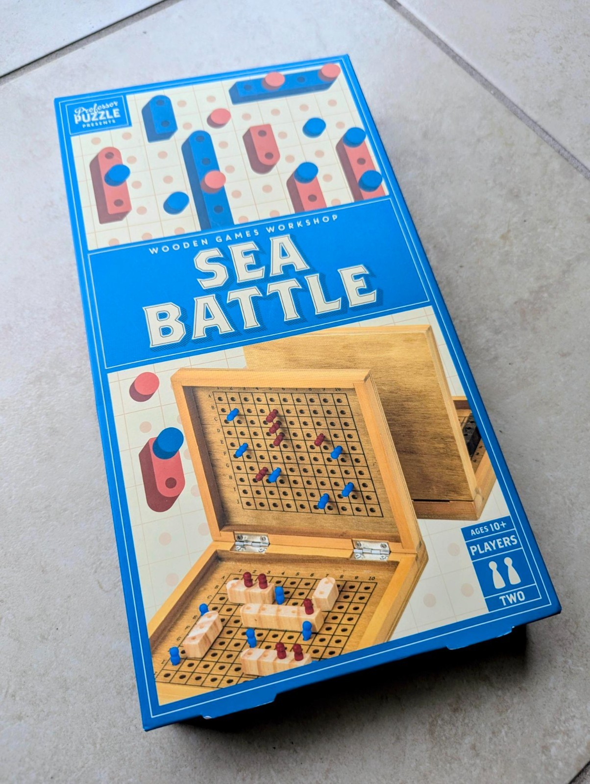 SEA BATTLE WOODEN GAMES WORKSHOP by Professor Puzzle Real Wood Classic Game NEW