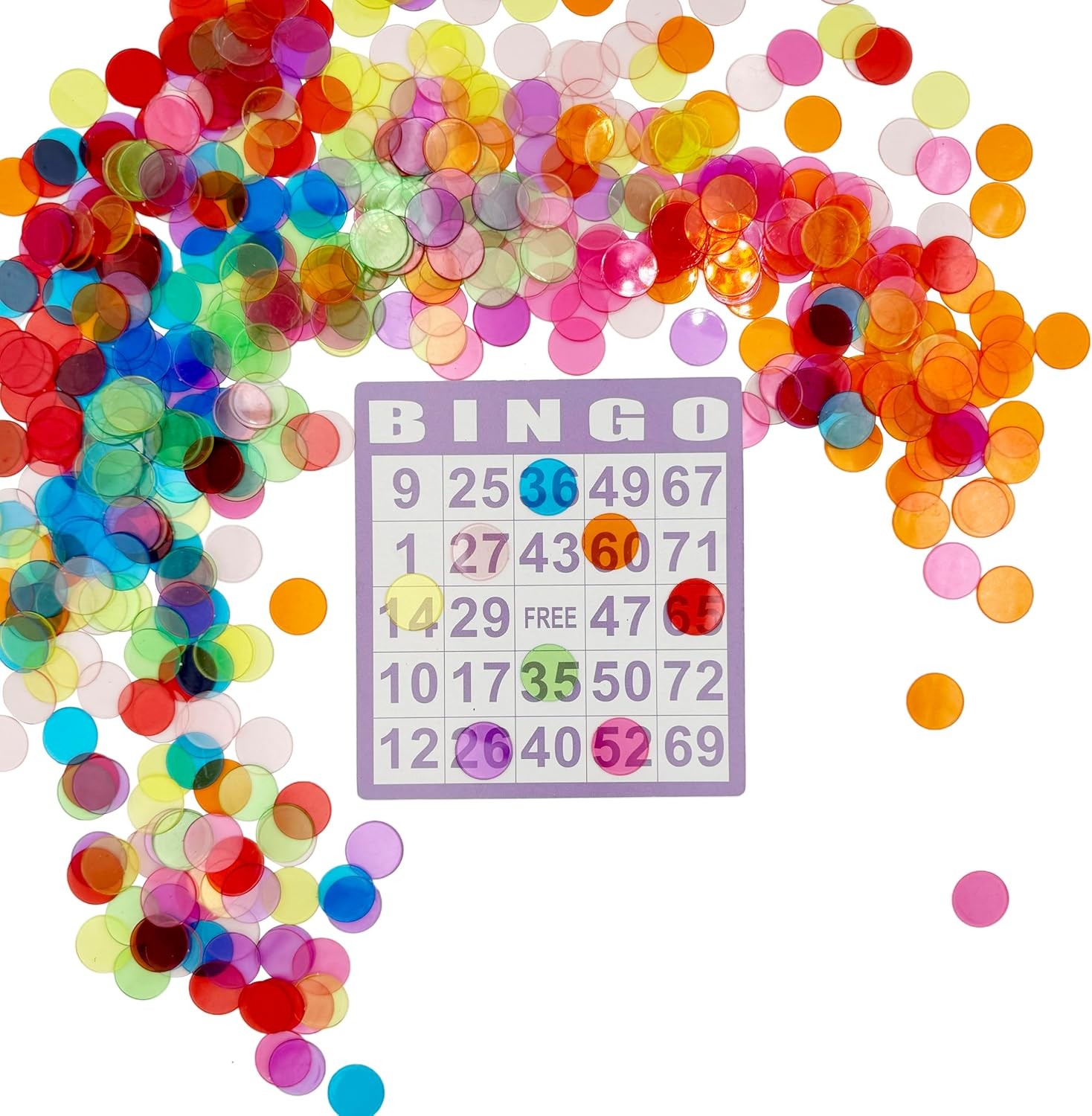 500 Pcs of 3/4 inch Transparent 8 Color Clear Bingo Counting Chips Plastic…