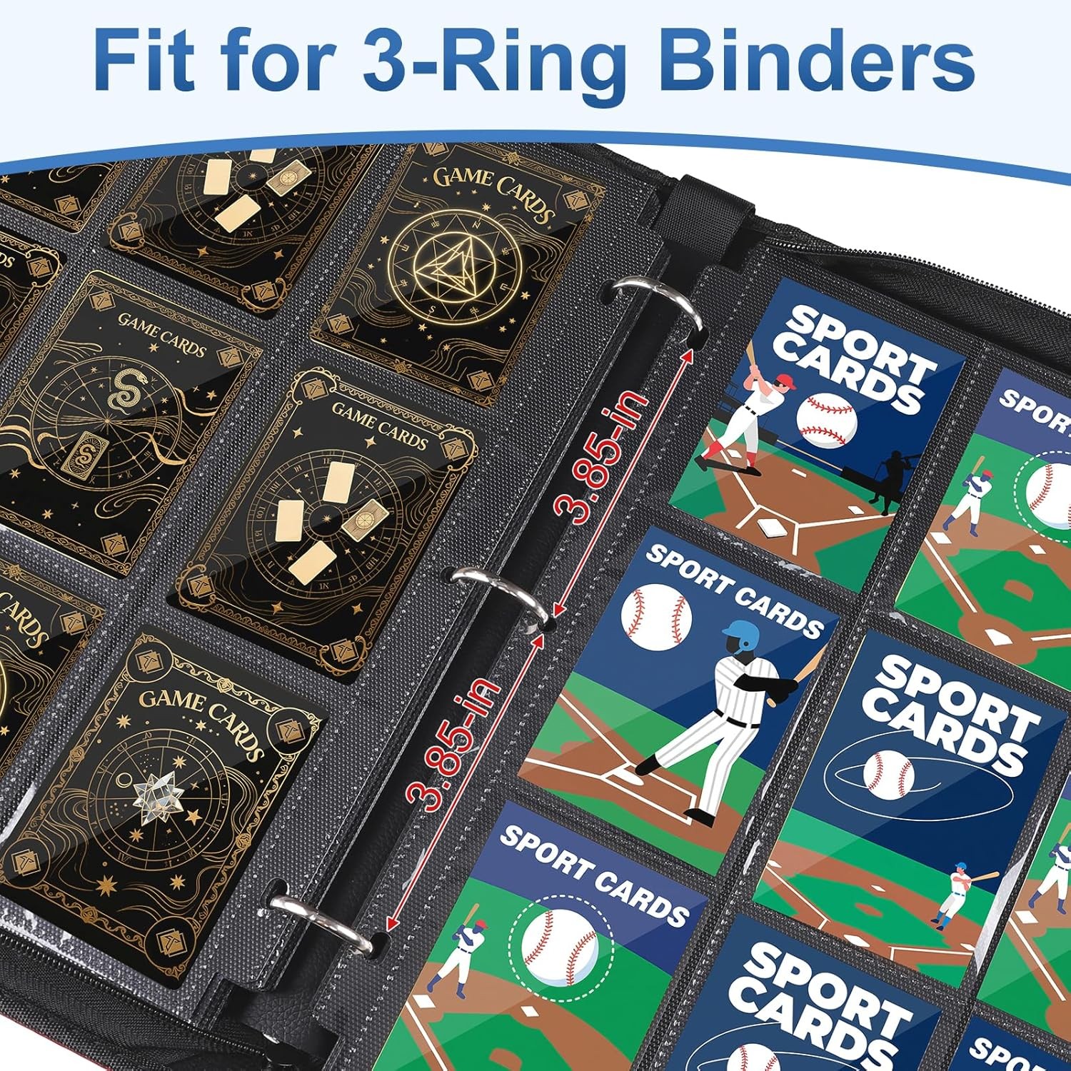 100 Pack 9 Pocket Page Protector, Trading Card Sleeves Pages 100, Black