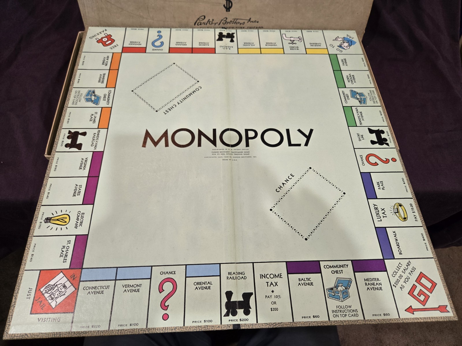 vintage 1950s monopoly board game parker brothers