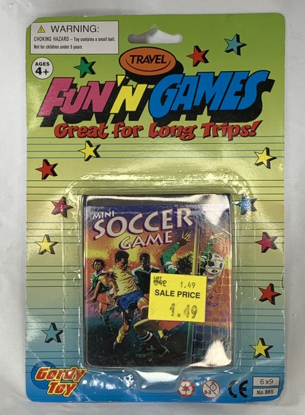 Vintage Mini Soccer Travel Game Pocket Tabletop Sports Toy 1999 New Gordy Toys