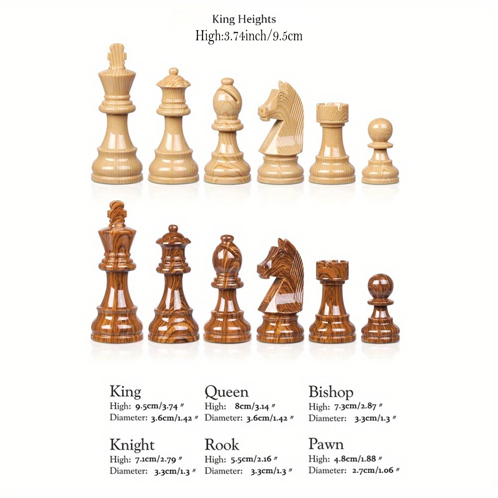 20″ Extra Large Folding Chess Set – Walnut Wood Board & Weighted PVC Pieces –