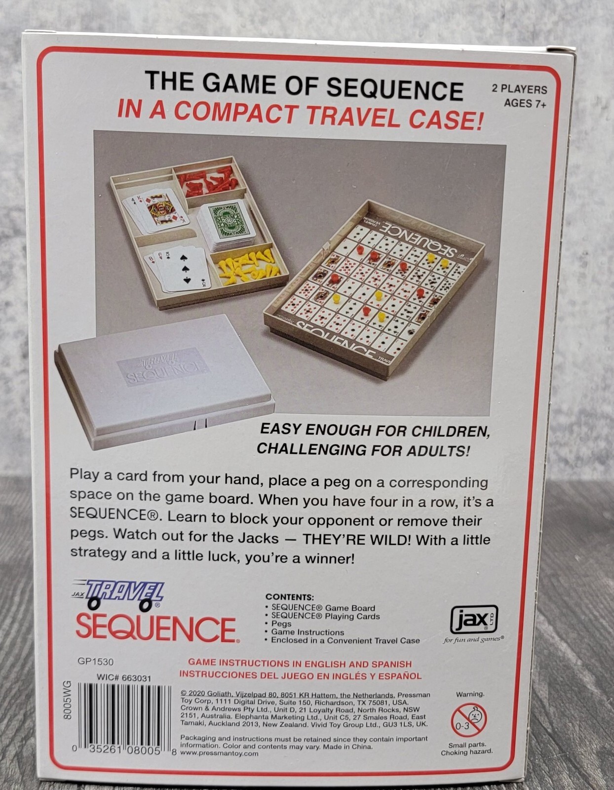 SEQUENCE -Strategy Board Game- Travel Case Version 2-Players JAX LTD NEW!!