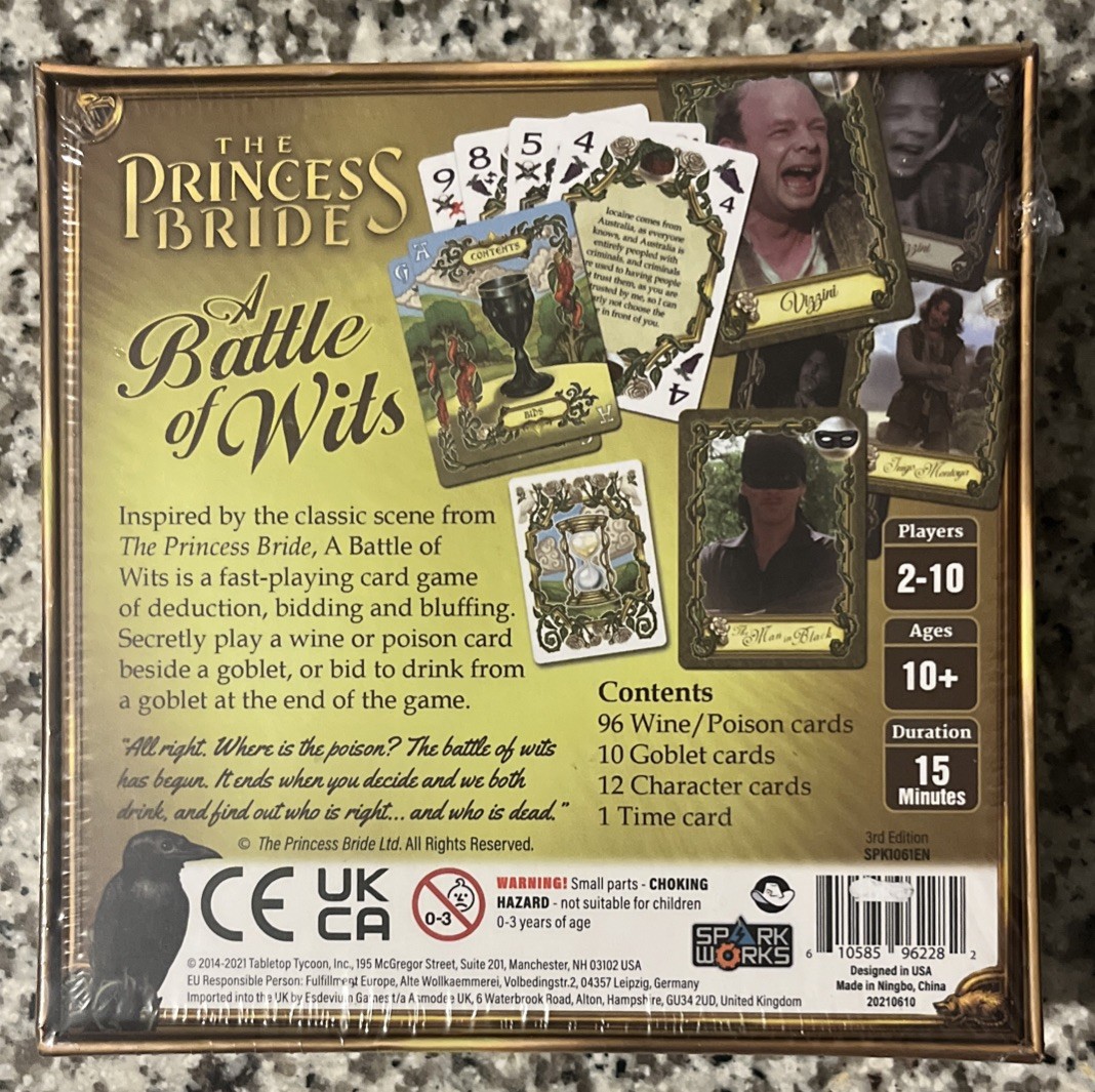 The Princess Bride: A Battle of Wits – Board Game – Spark Works Sealed New