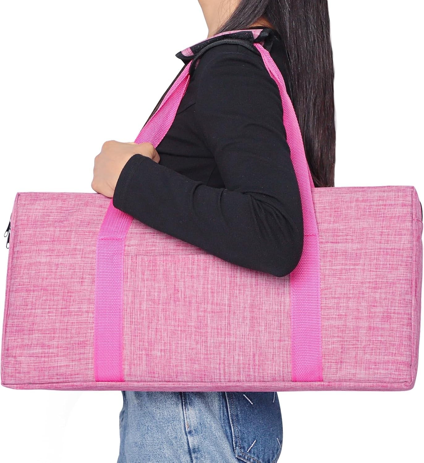 Lightweight American Mahjong Bag with Zippered Pocket & Two Wrappers – Pink
