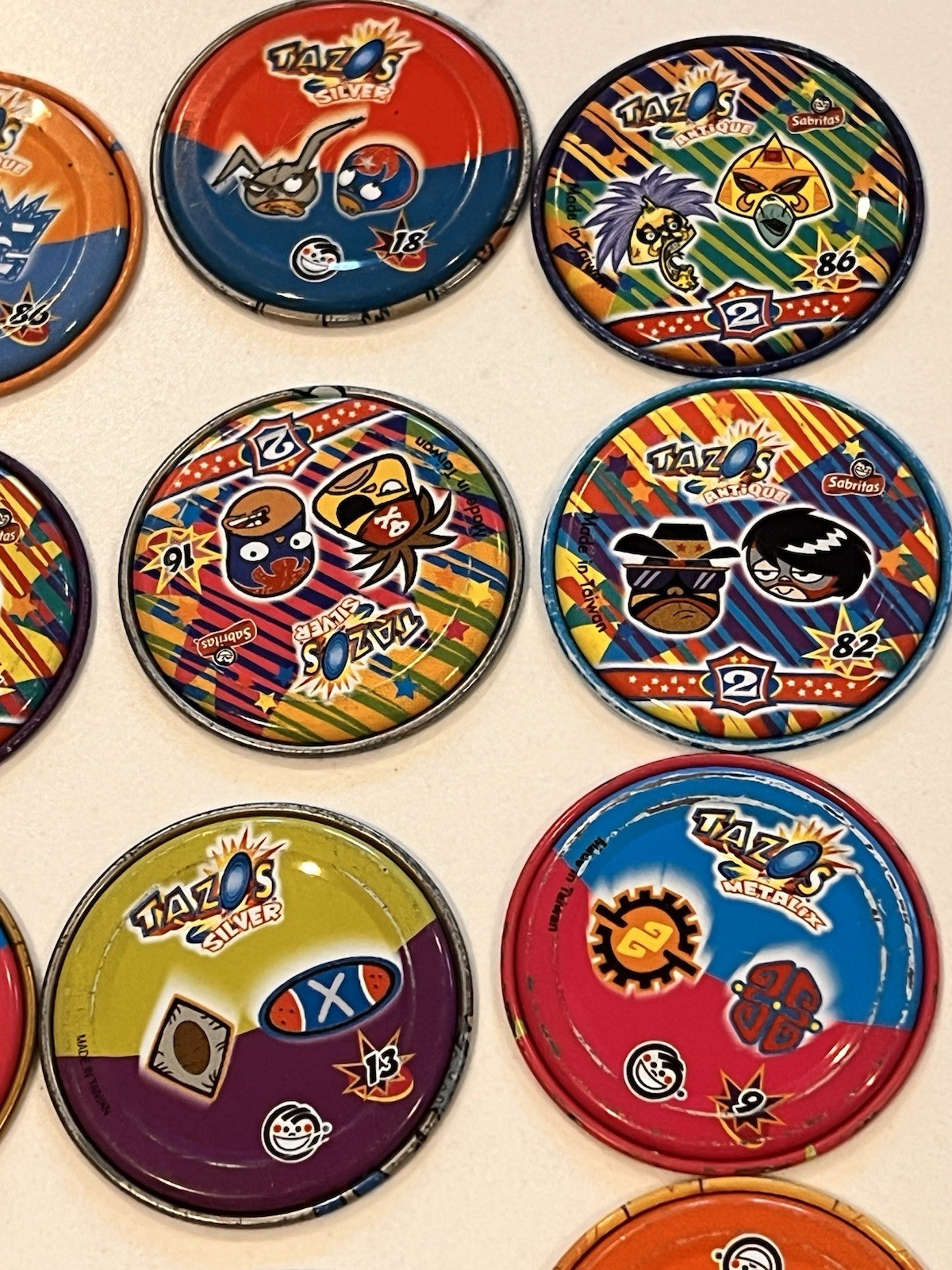 Lot 15 Vintage ¡MUCHA LUCHA! Metalix Tazos Metal Pogs Perro Kelvin Cabeza Rare