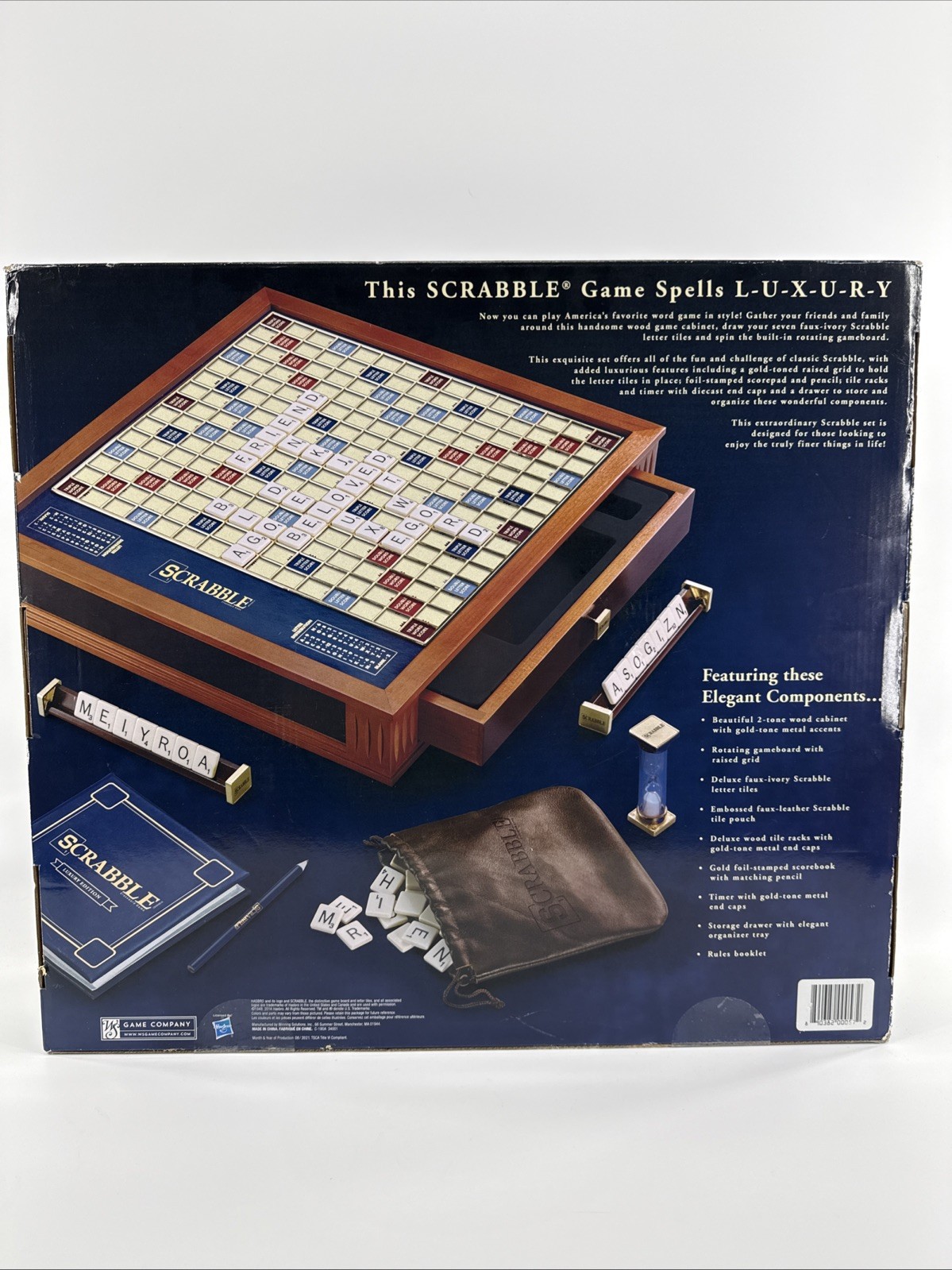 Scrabble Luxury Edition Rotating Wooden Board Game Winning Solutions – Brand New