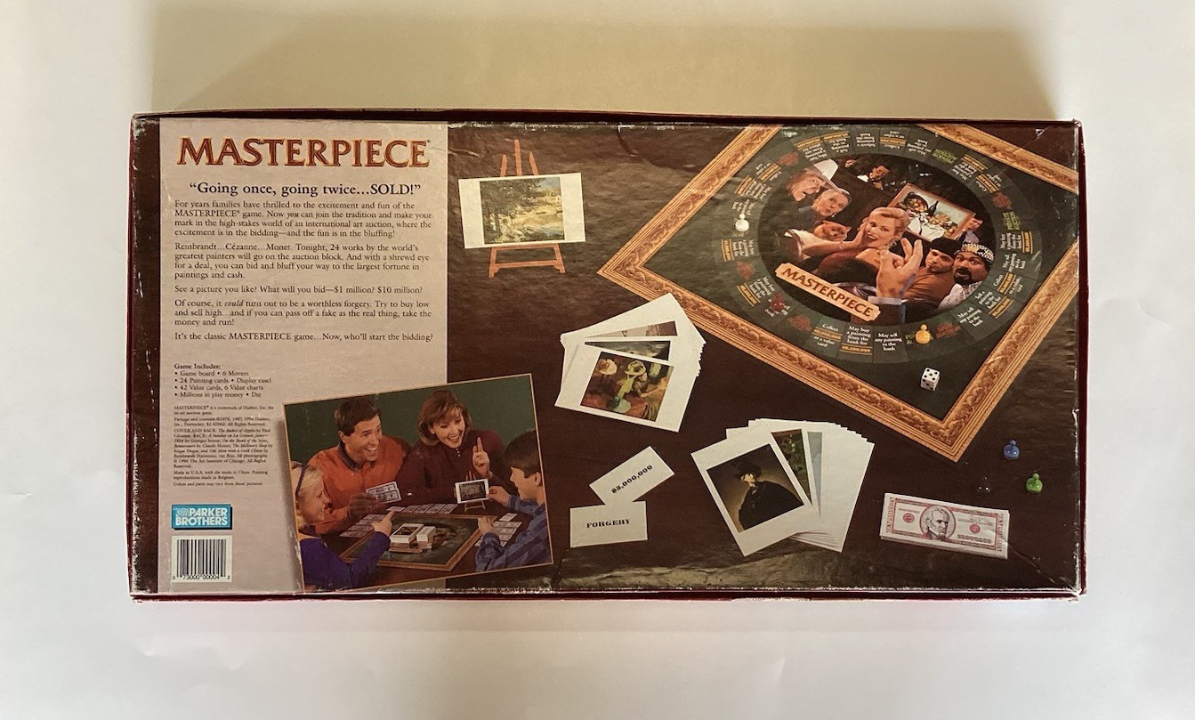 VTG Parker Brothers Masterpiece The Classic Art Auction Board Game 1996 Edition