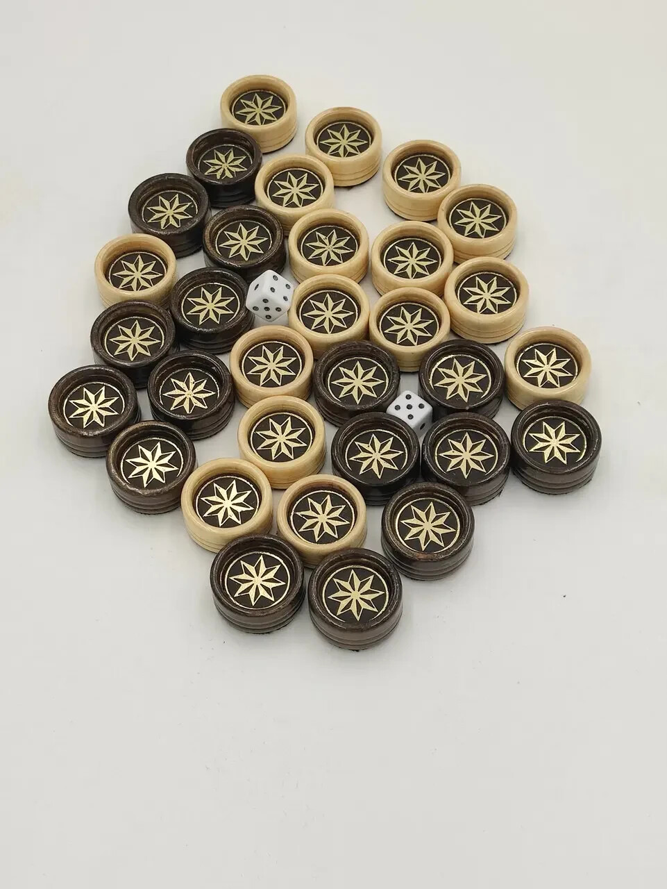 Handcrafted Wooden Backgammon Checkers – 25×12 mm (1×0.47 in) – 32 Pieces, Maple