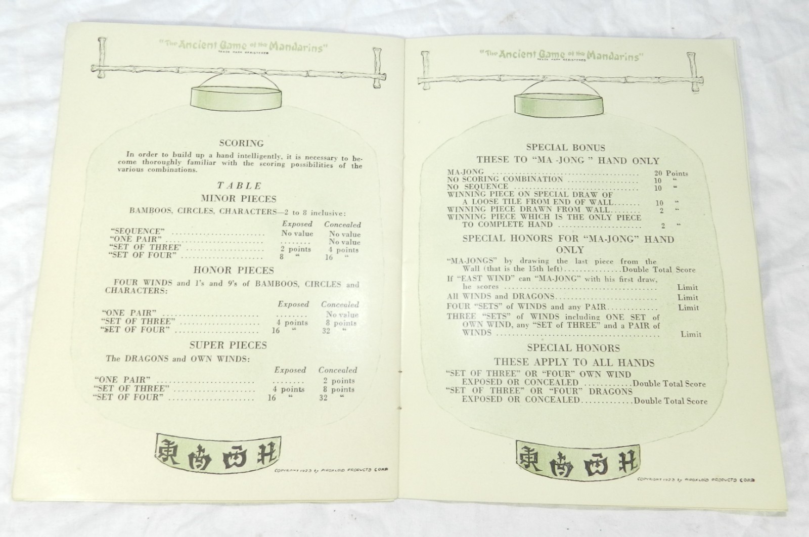 Vintage 1923 Piroxloid Products Game of Mandarins – Early Mah Jong Game