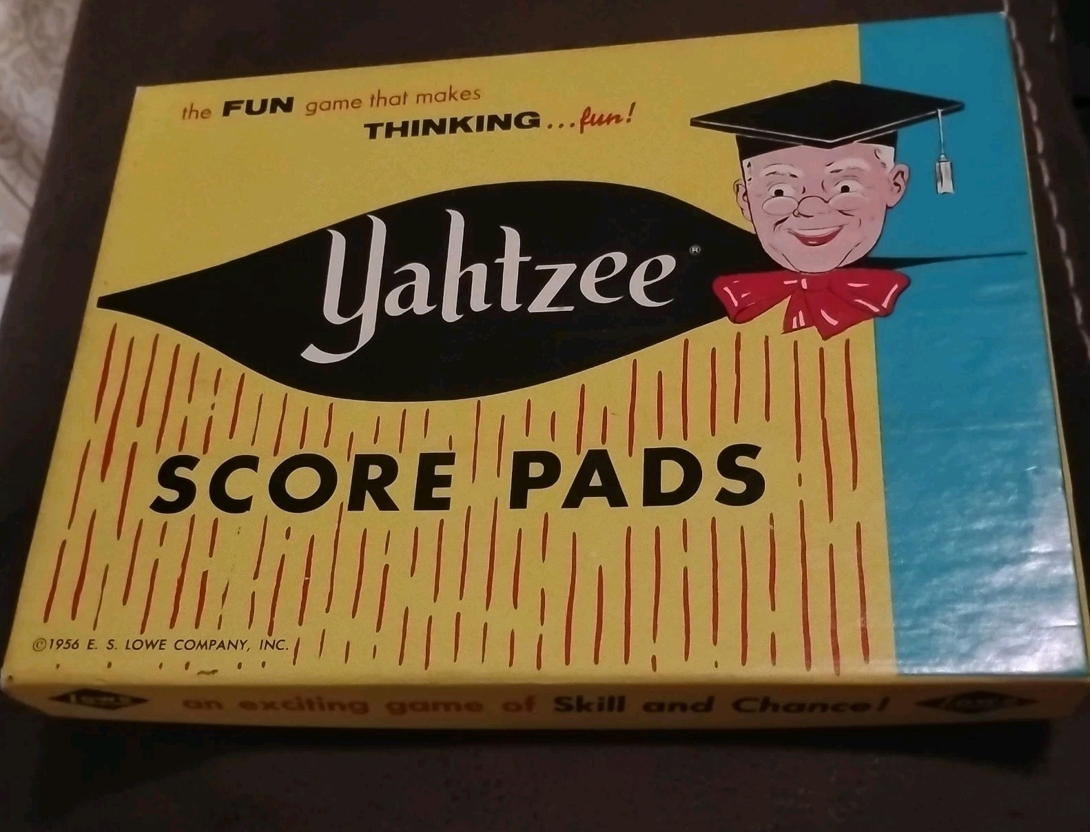 VTG Vintage 1950’s-60’s Yahtzee – Score Pads (4) – in Original Box E.S. Lowe Co