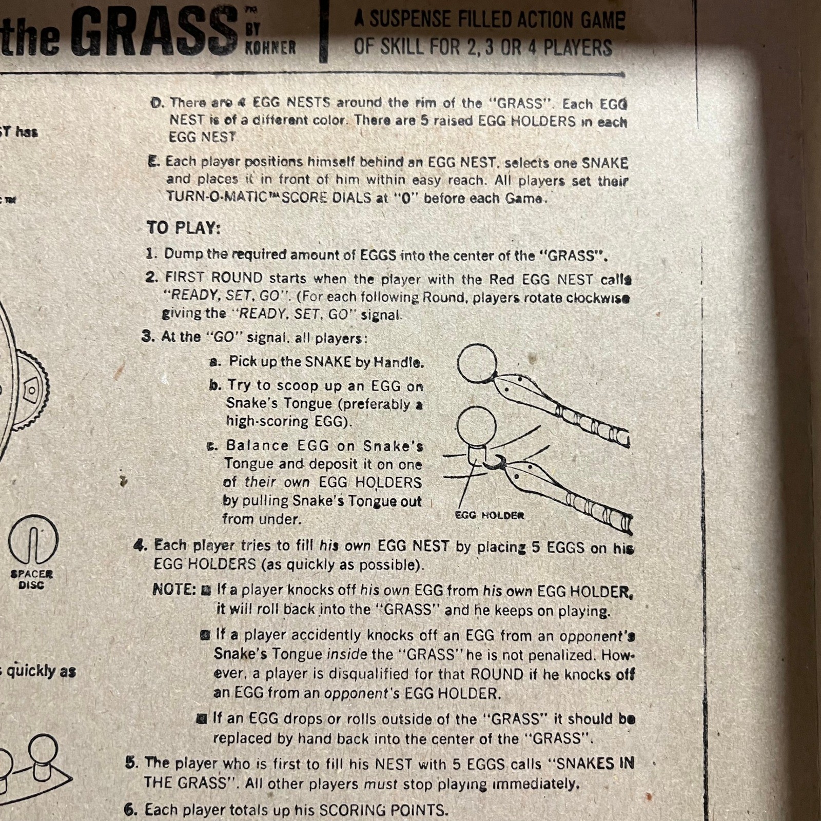 Vintage 1969 Kohner Bros Turn-O-Matic Snakes in the Grass Board Game Complete