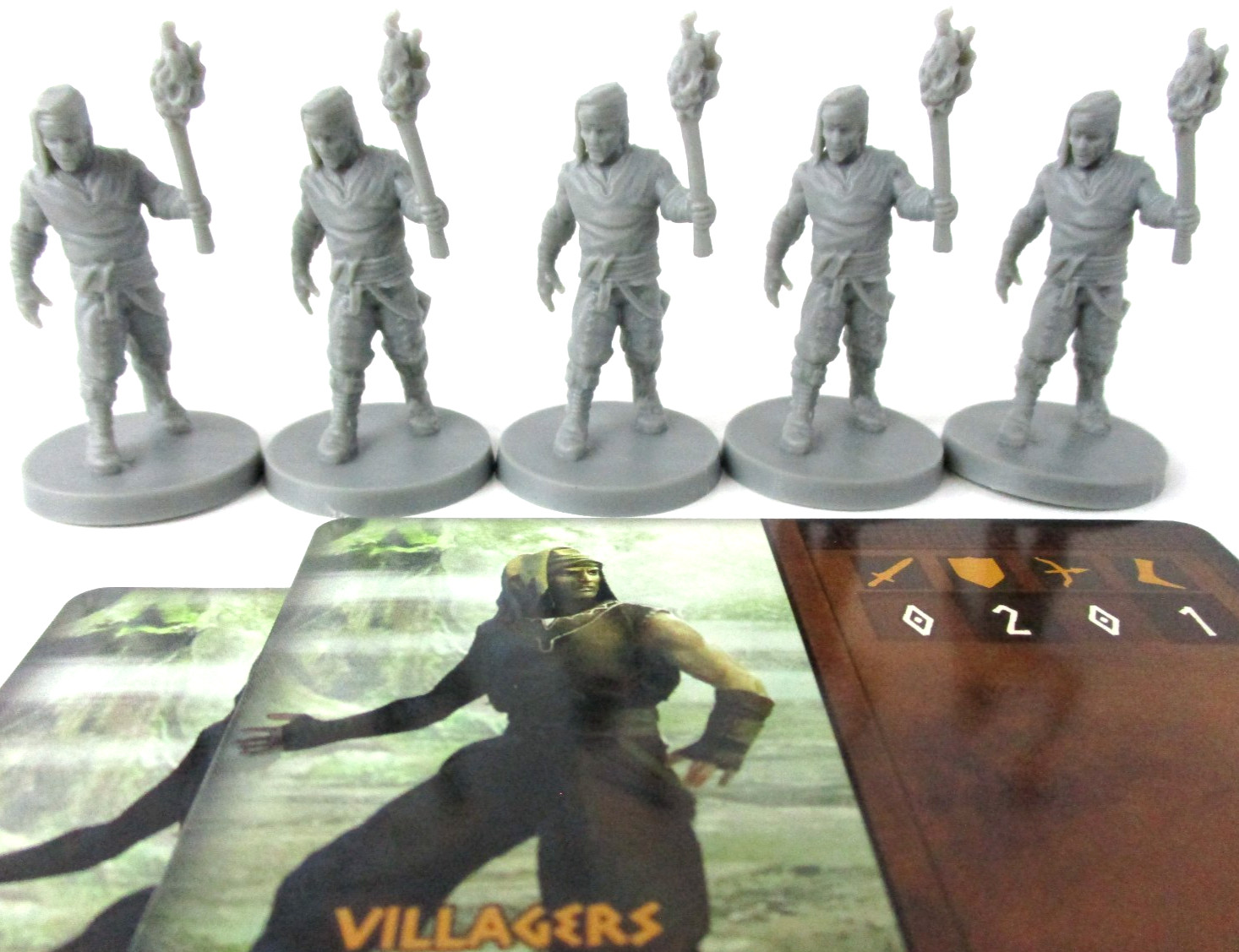 Conan & Mythic Battles: Pantheon 5x MALE VILLAGER Minis & Cards NEW!!