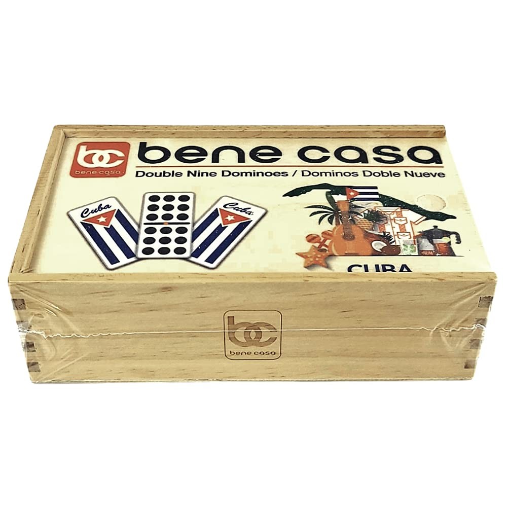 Bene Casa Cuban Flag Double Nines Dominoes Set 210 Players Wooden Box with…