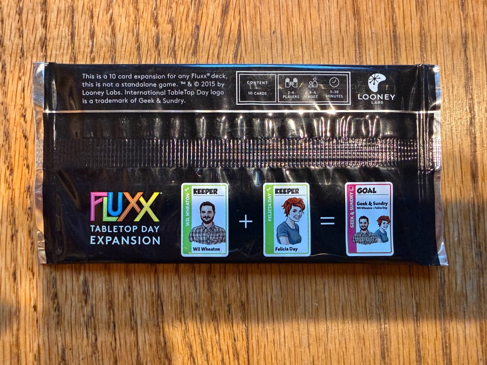 Fluxx Promo Cards – 2015 Tabletop Day – 10 Cards – Wil Wheaton & Felicia Day