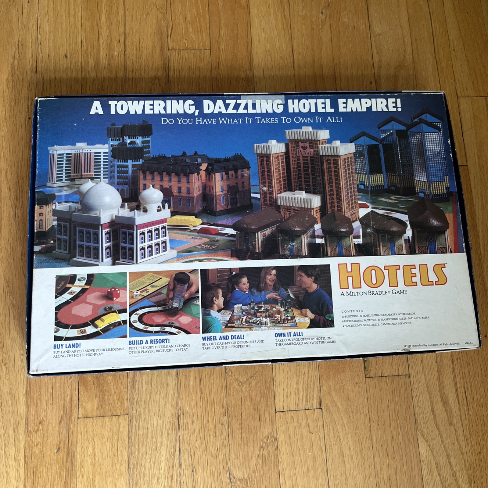 Vintage 1987 Hotels Board Game Milton Bradley MB Real Estate – 100% Complete
