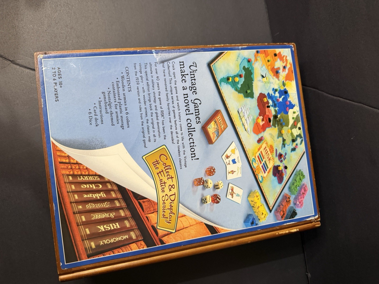 RISK The Classic Game of Global Domination Board Wooden Book Box Parker Brothers