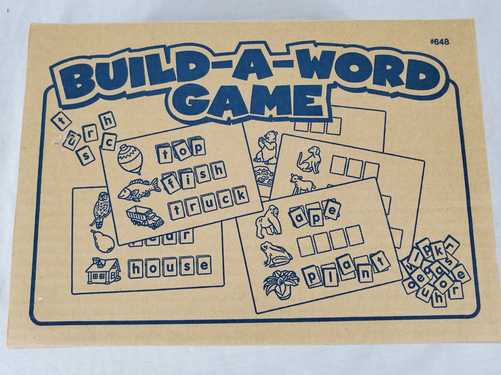Build-A-Word Game Toys To Grow On #648 Word Cards & Blue Tiles Pre-Owned