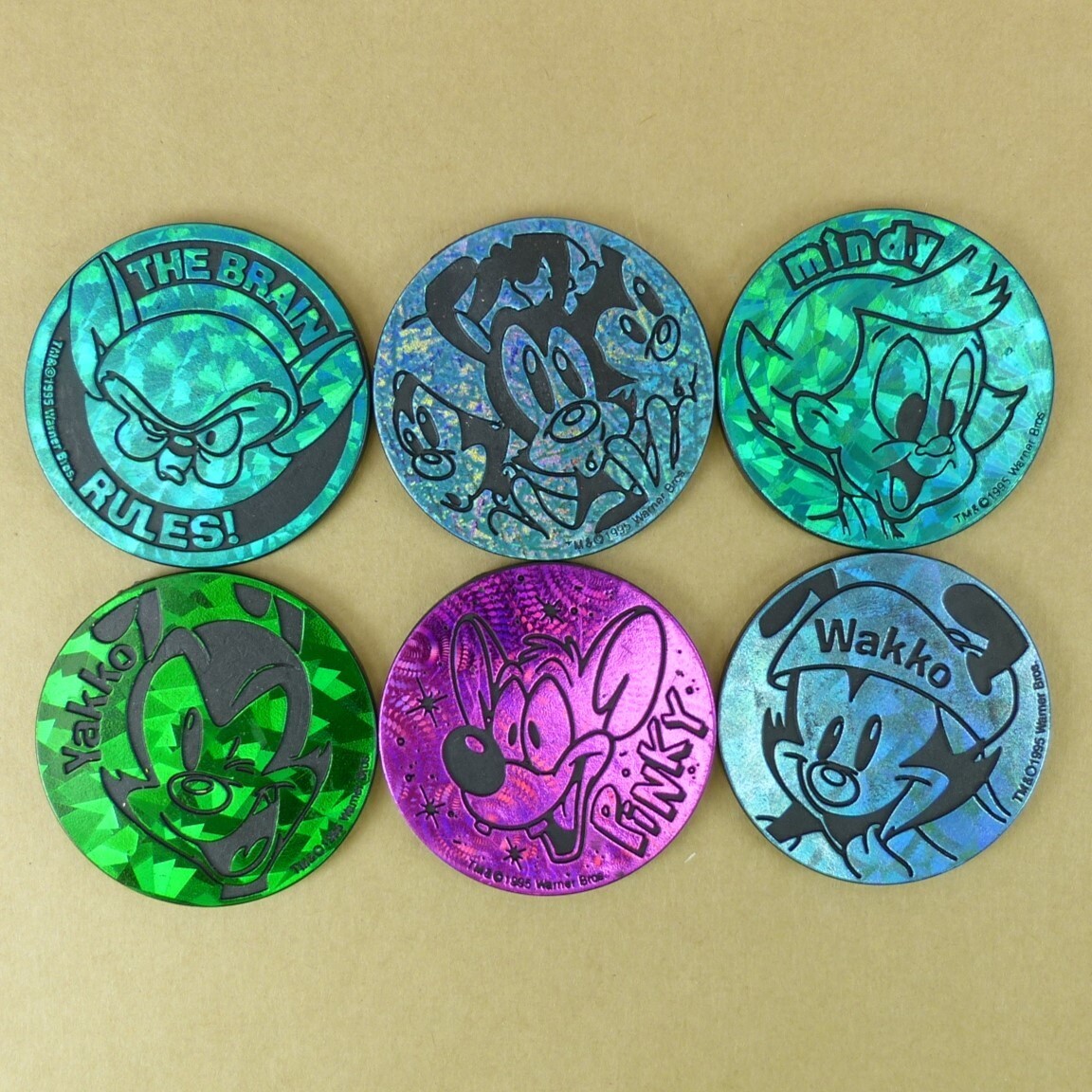 Animaniacs 6 Plastic POG Slammers Kini Authentic The World POG Federation WPF