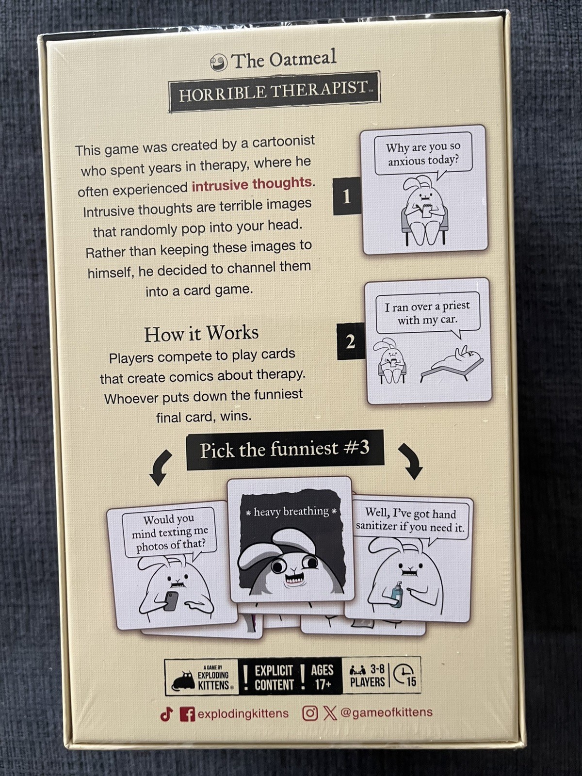 Horrible Therapist Adult Party Game Ages 17+ Mature Explicit Humor Card Game NEW