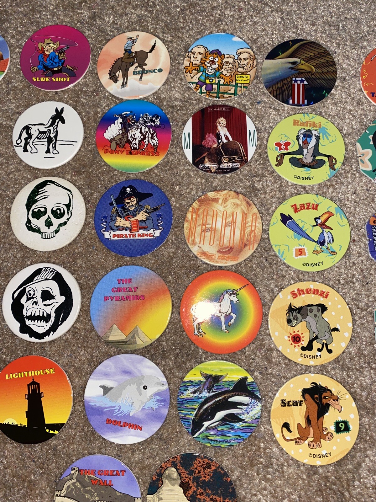 Set of 37 Miscellaneous Pogs 1990s